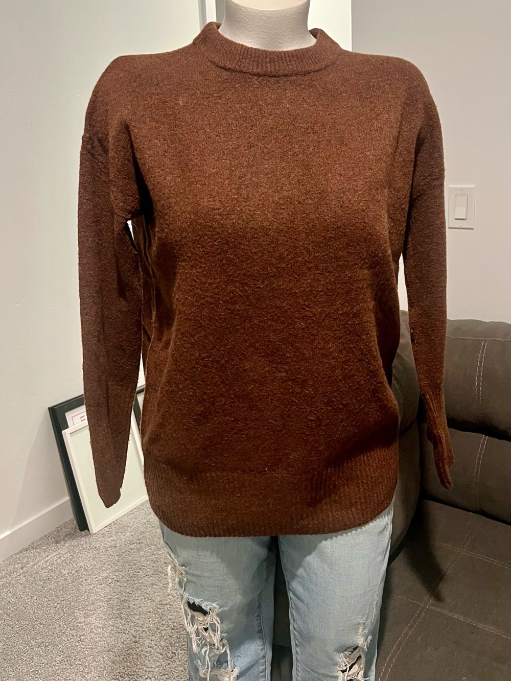 a new day Chestnut Brown Crewneck Sweater